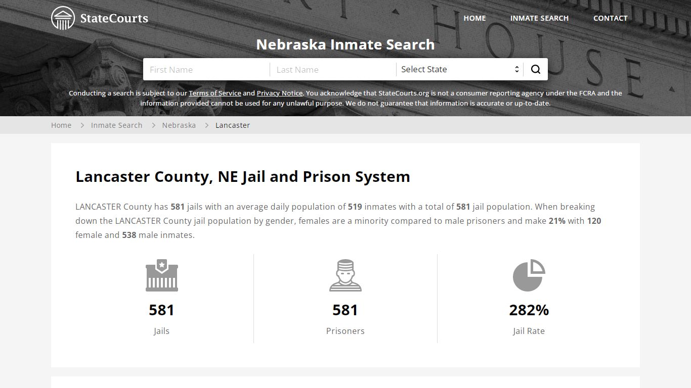Lancaster County, NE Inmate Search - StateCourts
